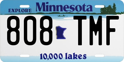 MN license plate 808TMF