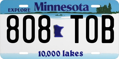 MN license plate 808TOB