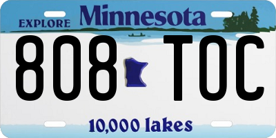MN license plate 808TOC