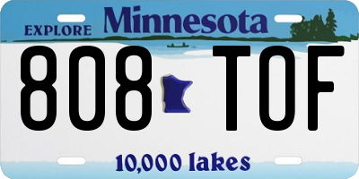 MN license plate 808TOF