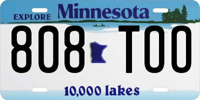 MN license plate 808TOO