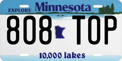 MN license plate 808TOP