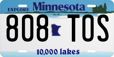 MN license plate 808TOS