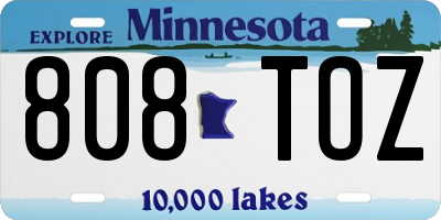 MN license plate 808TOZ
