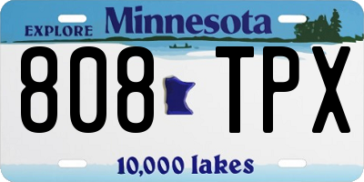 MN license plate 808TPX