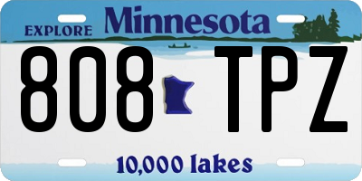 MN license plate 808TPZ