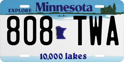 MN license plate 808TWA