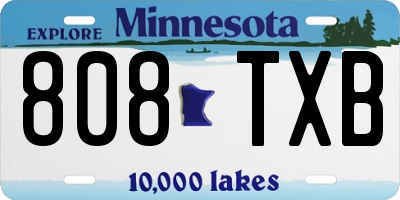 MN license plate 808TXB