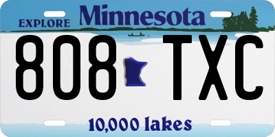 MN license plate 808TXC