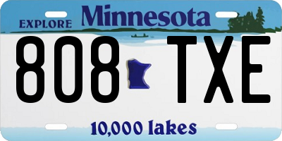 MN license plate 808TXE