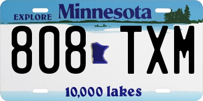 MN license plate 808TXM