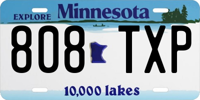 MN license plate 808TXP