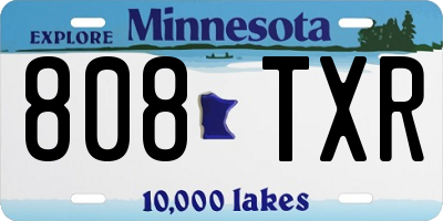 MN license plate 808TXR