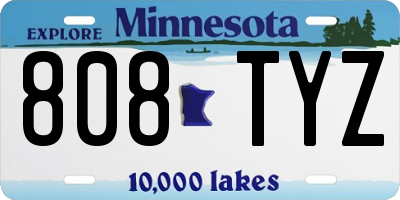 MN license plate 808TYZ
