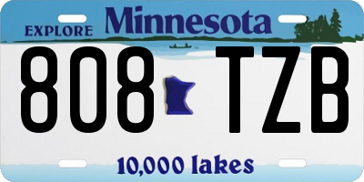 MN license plate 808TZB