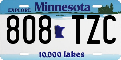 MN license plate 808TZC