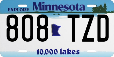MN license plate 808TZD