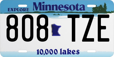 MN license plate 808TZE