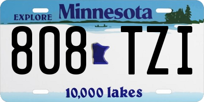 MN license plate 808TZI