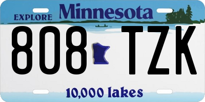 MN license plate 808TZK