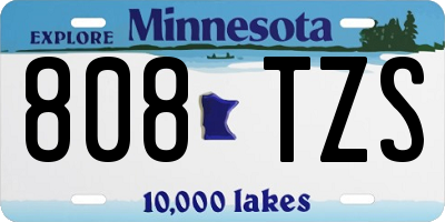 MN license plate 808TZS