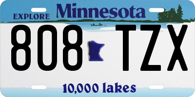 MN license plate 808TZX
