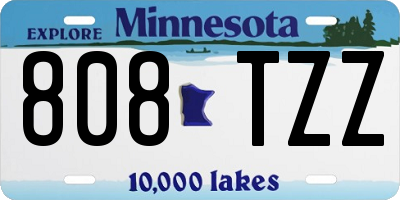 MN license plate 808TZZ