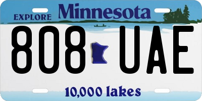MN license plate 808UAE