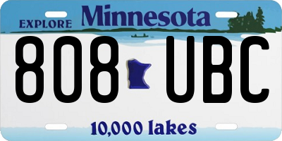MN license plate 808UBC