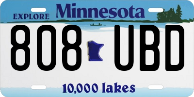 MN license plate 808UBD