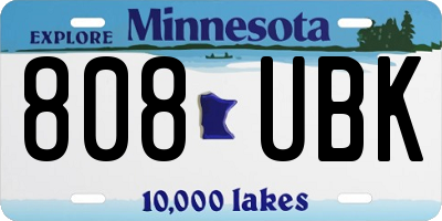 MN license plate 808UBK