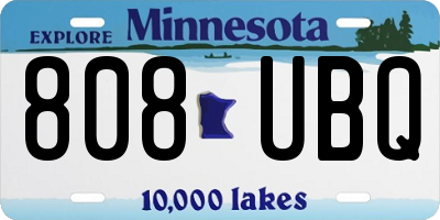MN license plate 808UBQ