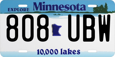 MN license plate 808UBW