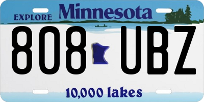 MN license plate 808UBZ