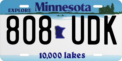 MN license plate 808UDK