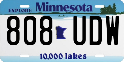 MN license plate 808UDW