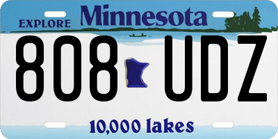 MN license plate 808UDZ