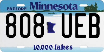 MN license plate 808UEB