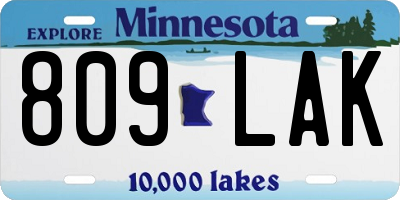 MN license plate 809LAK