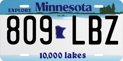MN license plate 809LBZ