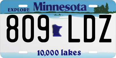 MN license plate 809LDZ