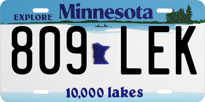 MN license plate 809LEK