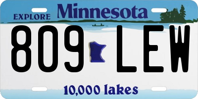 MN license plate 809LEW