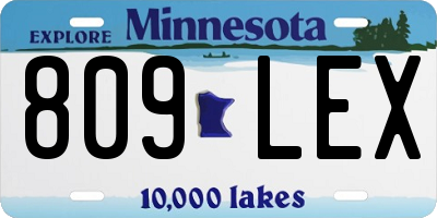 MN license plate 809LEX