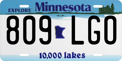MN license plate 809LGO