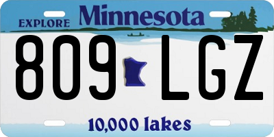 MN license plate 809LGZ