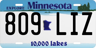 MN license plate 809LIZ