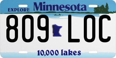MN license plate 809LOC