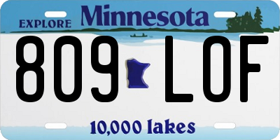 MN license plate 809LOF