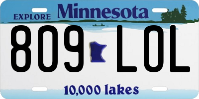 MN license plate 809LOL